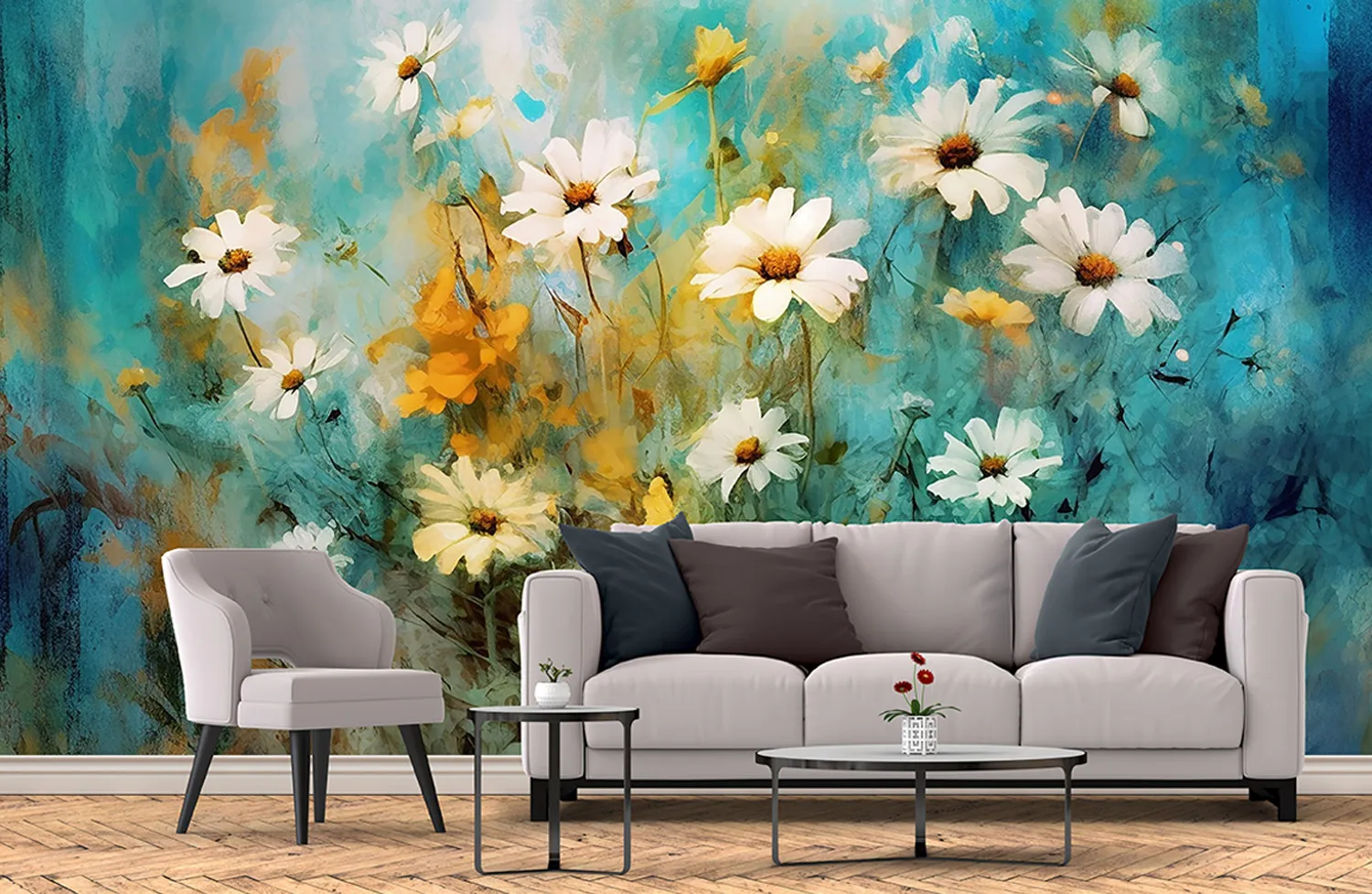 Turquoise Daisy Meadow
